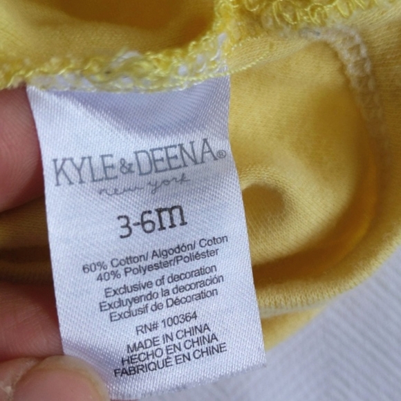 kyle & deena yellow sunshine unisex short sleeve bodysuit diaper shirt 3-6 month - Picture 5 of 6